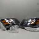 Headlight Assembly Compatible with 2008-2010 Dodge Grand Caravan 08 09 10 Grand Caravan Headlamp Replacement Driver and Passenger Side (Black Housing Amber Reflector)