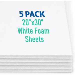 Flipside Products White Foam Board 20” x 30” - Premium Double-Sided with White Foam Core, 3/16" Thick - Photography Mounting, Art Projects, Presentations, Display & Signage – Pack of 5