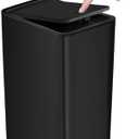 TIPGO Bathroom Trash Can with Lid, 10 Liter/ 2.6 Gallon Slim Garbage Can, Small Trash Bin Waste Basket with Pop-Up Lid for Kitchen, Bedroom, Living Room, Office (Black)