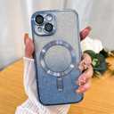 Case Fit for iPhone 14 (MagSafe Compatible) Camera Lens Protector Glitter Bling Plating Full Body Shockproof Protection Anti-Scratch Case for iPhone 14 6.1 Inch - Blue