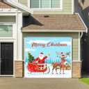 7 x 8 Ft Christmas Garage Door Banner, Double Garage Door Cover, Large Christmas Backdrop Decoration for Outdoor Indoor Home Holiday Party