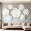 YooNotee 6 Pcs 24 Inch Large Paper Flowers Decorations Giant Big Mexican Crepe Tissue Paper Flowers for Wall Decor Fiesta Wedding Bridal Shower Birthday Dia De Los Muertos Party Supplies(White)