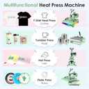Seeutek 8 in 1 Heat Press Machine 15x15 Inch, Swing Away Digital Sublimation Heat Transfer Press with 20oz & 30oz Tumbler Attachments for T-Shirts, Mugs, Hats & Plates, Green