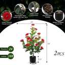 Hananona 2 Pcs Artificial Camellia Trees Faux Camellia Plant in Pot with Flowers Indoor Plants for Spring Home Decor Outdoor Porch Front Door Decor (Red, M)