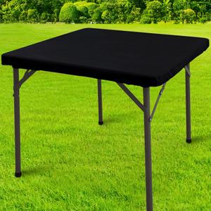 homing Square Table Cloth Cover, Waterproof Polyester Elastic Fitted Tablecloth, Washable Table Protector for Picnic, Camping, Outdoor (Black, 34" x 34")