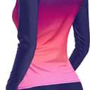 Daci Women Two Piece Rash Guard Long Sleeve Swimsuits UV UPF 50+ Swim Shirt Bathing Suit with Boyshort Bottom (M)