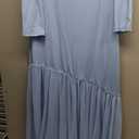 JustVH Maternity Long Sleeve Off Shoulder Baby Shower Dress Party Mesh Paneled Split Maxi Photography Gown for Photoshoot XL