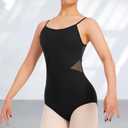 MOLLDAN Women Dance Camisole Leotards,Adjustable Straps,Front Breast Lining,Mesh Hollow Back
