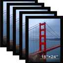 BESCRCL 18x24 Picture Frame Black Set of 5 Display Photo 18x24 without Mat, Wall Hanging Gallery Poster Frames