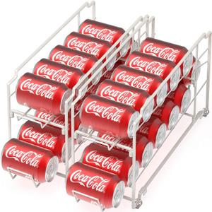 Simple Houseware Stackable Beverage Soda Can Dispenser Organizer Rack, White - 2 Pack (Standard)