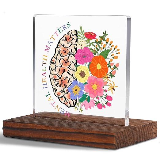 Mental Health Matters School Psychologist Gift Clear Desk Decor Signs, Graduation Gift for Psychiatrist Acrylic Plaque, Appreciation Thank You Gifts Mental Health Therapist Office Decor Signs