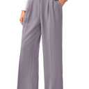 FUNYYZO Wide Leg Dress Pants for Women Work Slacks Business Casual Outfits (Purple, XL)