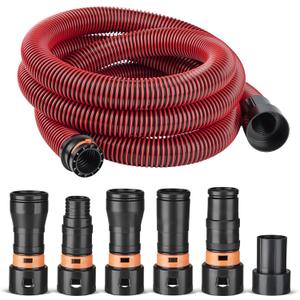 10FT Vacuum Hose Extension with 6 Adapter Attachments,Fits 1-1/4" Vacuum Cleaner Hose,Multi-Size Fittings 0.9" to 1-3/4",Universal Shop Vac Accessories (Please Confirm Hose Size Compatibility)