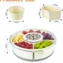Divided Serving Tray with Lid and Handle,Rotation serving tray with lid,travel Snackle Box Charcuterie Container Portable Storage Organizer for Candy Divided Serving, 12.95 x 3.9 inches