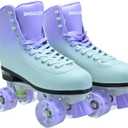 Women Roller Skates for Girls Men Outdoor High Top PU Leather Classic Adult Derby Quad Skates Shoes Double-Row Four Wheels Light Up Rollerskates Indoor