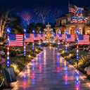 8 Solar American Flag Pathway Lights Waterproof American Flag Pole Light Solar Powered 4th of July Yard Led Decorations Outdoor Red White and Blue Lighted Rag Decorations for Outside