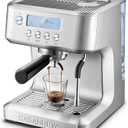 CASABREWS Ultra Espresso Machine with LCD Display, Espresso Maker with Powerful Milk Frother, Customizable Brewing Temperature, Provides Barista-Level Lattes and Cappuccinos, Gift for Men & Women (Silver)