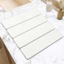 Large Stone Dish Drying Mats for Kitchen Counter, 21"(L)21.4"(W) Quick Dry Collapsible Dish Drying Mat, Eco-Friendly Absorbent Diatomaceous Earth Mats for Dishes Bottles Cups, Match Any Countertop