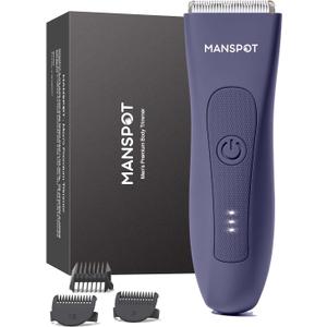 MANSPOT Pubic Hair Trimmer for Men(Dusty Purple), Replaceable Ceramic Blade Heads, Waterproof Wet/DryTrimmer for Men, 90 Minutes Shaving
