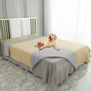 Ameritex Waterproof Dog Bed Cover Pet Blanket for Furniture Bed Couch Sofa Reversible (68x82 Inch (Pack of 1), Beige+Light Grey)
