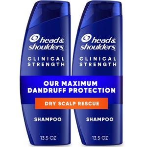 Head & Shoulders Anti-Dandruff Shampoo with 1% Selenium Sulfide, Clinical Strength Dry Scalp Rescue Shampoo Twin Pack, Seborrheic Dermatitis Relief, Dry Scalp 13.5 fl oz Each