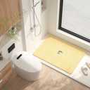 HITSLAM Shower Mat, 32 x 24 Inch Non Slip Bath Mat for Tub, Soft PVC Loofah Bathtub Mats with Drain Holes, Quick Drying Bathroom Stall Floor Mat, Bathroom Accessories Without Suction Cup, Beige