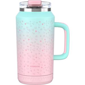 Hydraful 64 oz Tumbler with Handle and Straw - 100% Leak-Proof - Insulated Cup Reusable Stainless Steel Large Water Bottle Travel Mug for Gym, Hiking, and Camping - Gifts for Women Men Him Her (Star_Bubblegum)