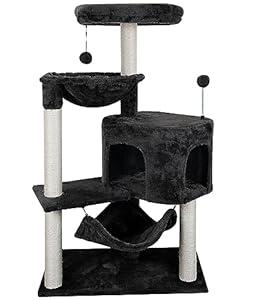 YUNIQUE Cat Tree with Cat Condo and Big Hammock, Darkgrey