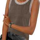 MEROKEETY Womens Tank Tops 2026 Summer Casual Sleeveless Crew Neck Basic T Shirts Beach Striped Color Block Clothes, Large