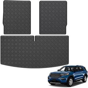 TTX LIGHTING Cargo Mat & Backrest Mat for Ford Explorer 2020 2021 2022 2023 2024 2025 - Custom Fit PU Leather Cargo Liner and Rear Backrest Protector All Weather Waterproof Trunk Mat