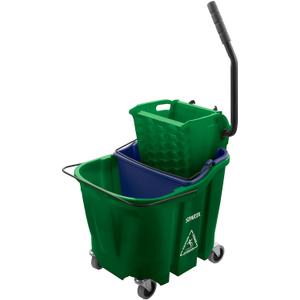 Carlisle FoodService Products Omnifit Mop Bucket with Side Press Wringer and Soiled Water Insert for Floor Cleaning, Kitchens, Restaurants, And Janitorial Use, Polypropylene (Pp), 35 Quarts, Green