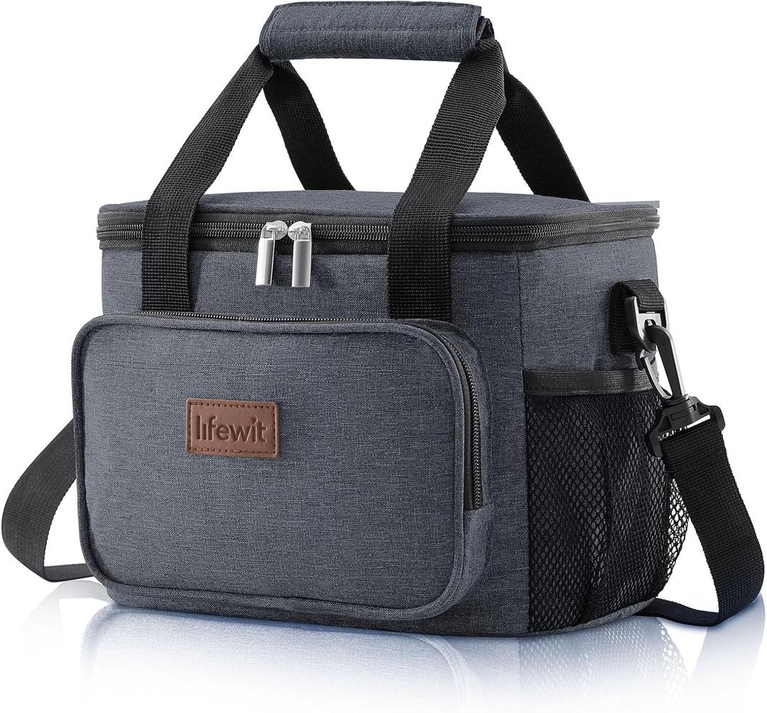 Lifewit Large Lunch Bag Insulated Lunch Box Soft Cooler Cooling Tote for Adult Men Women, Dark Gray 12-Can (8.5L)