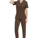 Scrubs for Women Set, V-Neck Scrub Top & Joggers Pants Sets, Slim Quick-dry Anti Wrinkle Yoga Waistband L