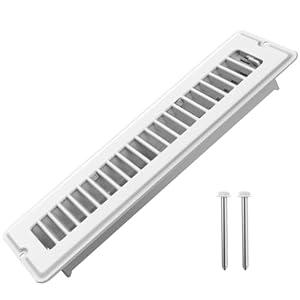 Floor Regsiter 2x12, 1 Pack Floor Vents with 2 Pack Screws for Quick-Fit, White Vent Covers for Home Floor & Wall, Heavy Duty Metal Face & Air Supply Lever for Quiet Adjustable Return Air Grilles