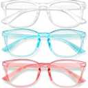 WINTOO Blue Light Glasses for Woman Men | 99% Blue Light Blocking Glasses for Computer Gaming TV Phone Screen Square Frame | Anti Eyestrain & UV Glare Protection - 4 Pair