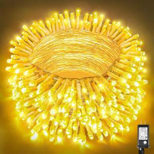 300 LED Christmas Lights Outdoor Indoor 100ft Connectable Warm White Christmas Lights 8 Modes Clear Wire Waterproof, Plug in Twinkle Fairy String Light for Bedroom Wedding Party Xmars Tree Decorations