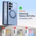 for Samsung Galaxy S24 Ultra Case with 360° Magnetic Stand Blue
