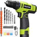 PULITUO 12V Green Cordless Drill Set - Power Drill Kit with Battery and Charger, 3/8-Inch Keyless Chuck, Built-in LED, 21+1 Torque Setting (12v Drill (Green))
