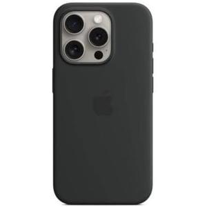 Apple iPhone 15 Pro Silicone Case with MagSafe: Lightweight Phone Case, Wireless Charging Compatible, Smooth Matte Finish; Black