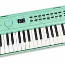 RockJam 49 Key Keyboard Piano, Portable Electronic Music Keyboard with Speakers, USB-C Power or Battery Operation, Headphone Input, 200 Tones, 200 Rhythms, Note Stickers & Lessons (Mint Green)