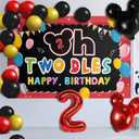 Oh Twodles Balloons Red Set Decor - Happy 2nd Birthday Party Theme Banner Backdrop Second Birthday Decorations For Baby Shower Supplies