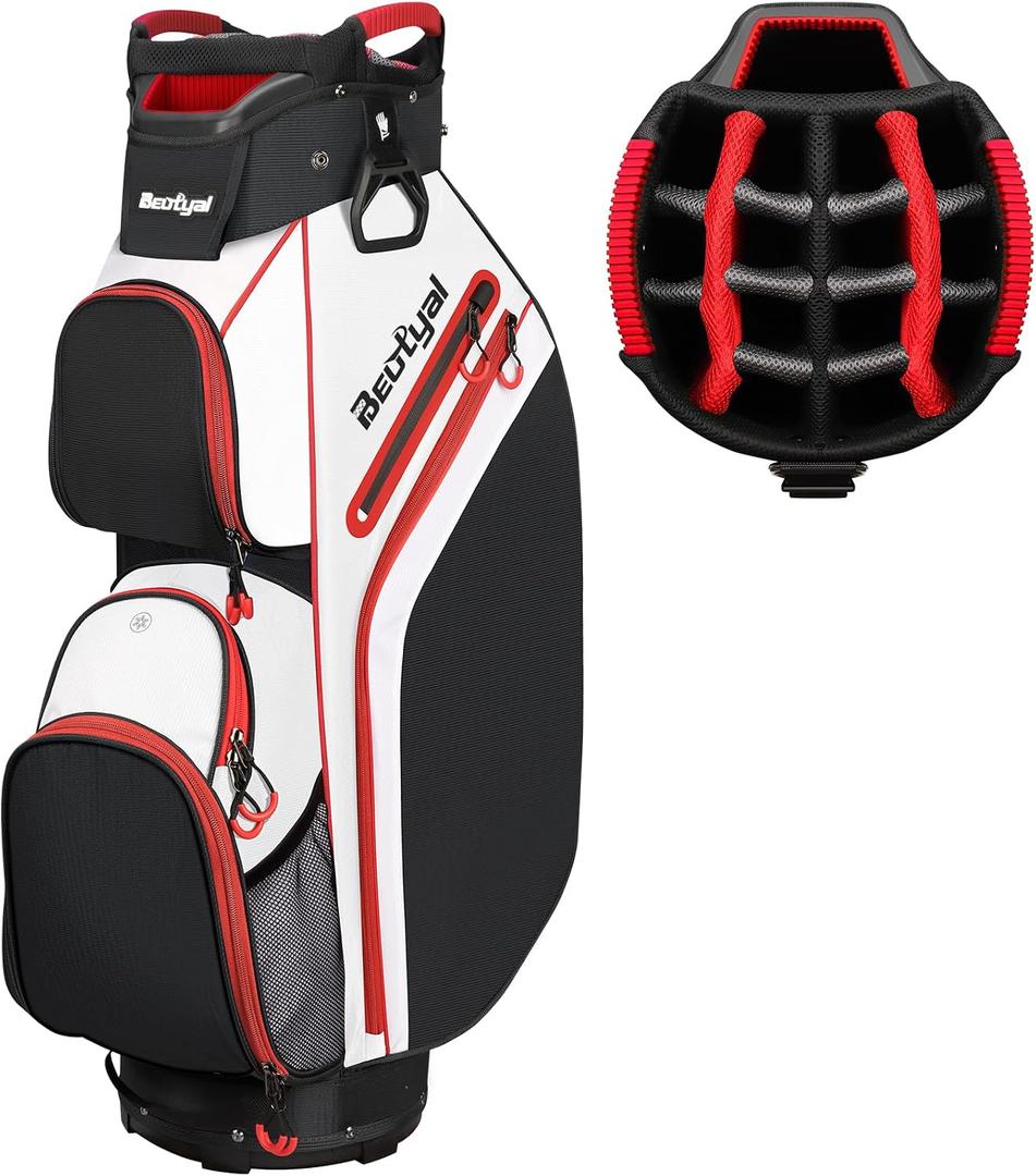 Cart Golf Bag 15 Way Organizer Divider Top Golf Club Bags Lightweight Golf Cart Bags for Men Women with Cooler, Rain Cover