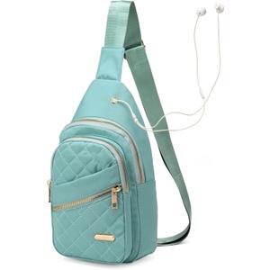AOSTIHOT Crossbody Small Sling Backpack Sling Bag for Women, Chest Bag Daypack Crossbody for Travel Sport Running Hiking Green