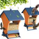 Wildpark Squirrel Proof Bird Feeders for Outdoors, 5LB Metal Hanging Feeders, Large Wild Feeders for Cardinals, Chickadees, Durable Backyard Feeders-One in Orange