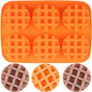 6 Cavity Round Waffle Silicone Chocolate Molds For Candy Chocolate Biscuit