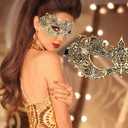 Couple Masquerade Lace Mask Set, Fit for Women and Men Venetian Halloween Masks, Specially for Costume, Mardi Gras (Gold Black-3set)
