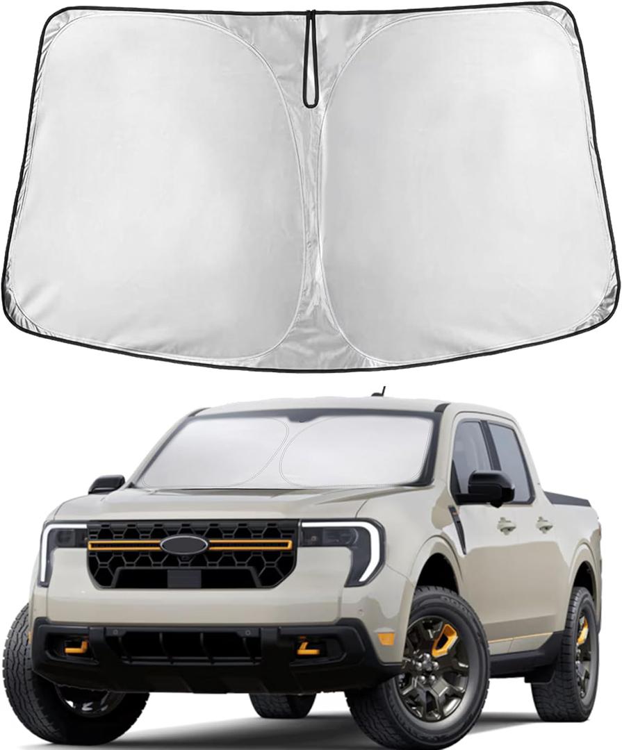 Econour Windshield Sun Shade Compatible for Ford Maverick 2022-2024 2025 2026 Sun Shade Front Windshield Sun Visor Foldable Thicker 5-Layer Block Heat and Sun UV Rays | Car Accessories