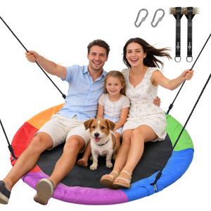 Trekassy 48 Inch Saucer Tree Swing, 700lbs Capacity Round Swing for Kids Adults Outdoor Backyard, 900D Oxford Waterproof with Adjustable Ropes