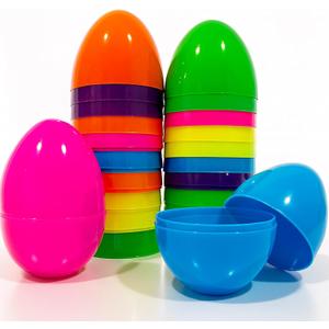 12 Pack 4.7" Large Easter Eggs, Fillable Plastic Easter Eggs in 6 Bright Colors, Separable Design for Mix & Match, Easter Egg Hunt Basket Stuffers