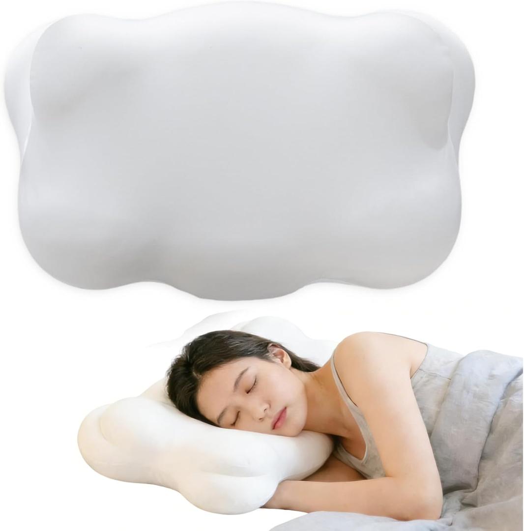 Cloud Pillow, Ergonomic Memory Foam Cervical Neck Support Pillow with Breathable Pillowcase, Dual Height Cloud Align Pillow for Side Back Stomach Sleepers